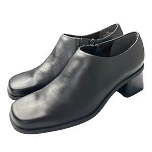 Naturalizer Ankle Booties Shoe Womens Size 7 Black Leather Block Heel Square Toe